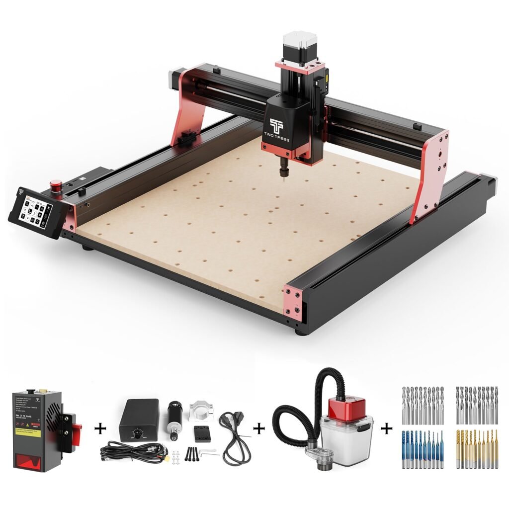 Product image for Twotrees TTC450 PRO CNC Router Machine + TC20 Laser Module + 500W Motor + Vacuu…
