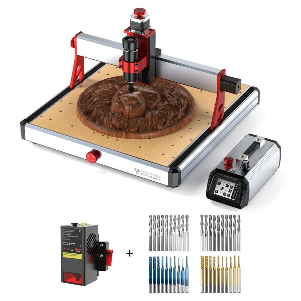 Product image for Twotrees TTC450 Ultra CNC Router Machine - US / TC20 laser module + End Mills /…