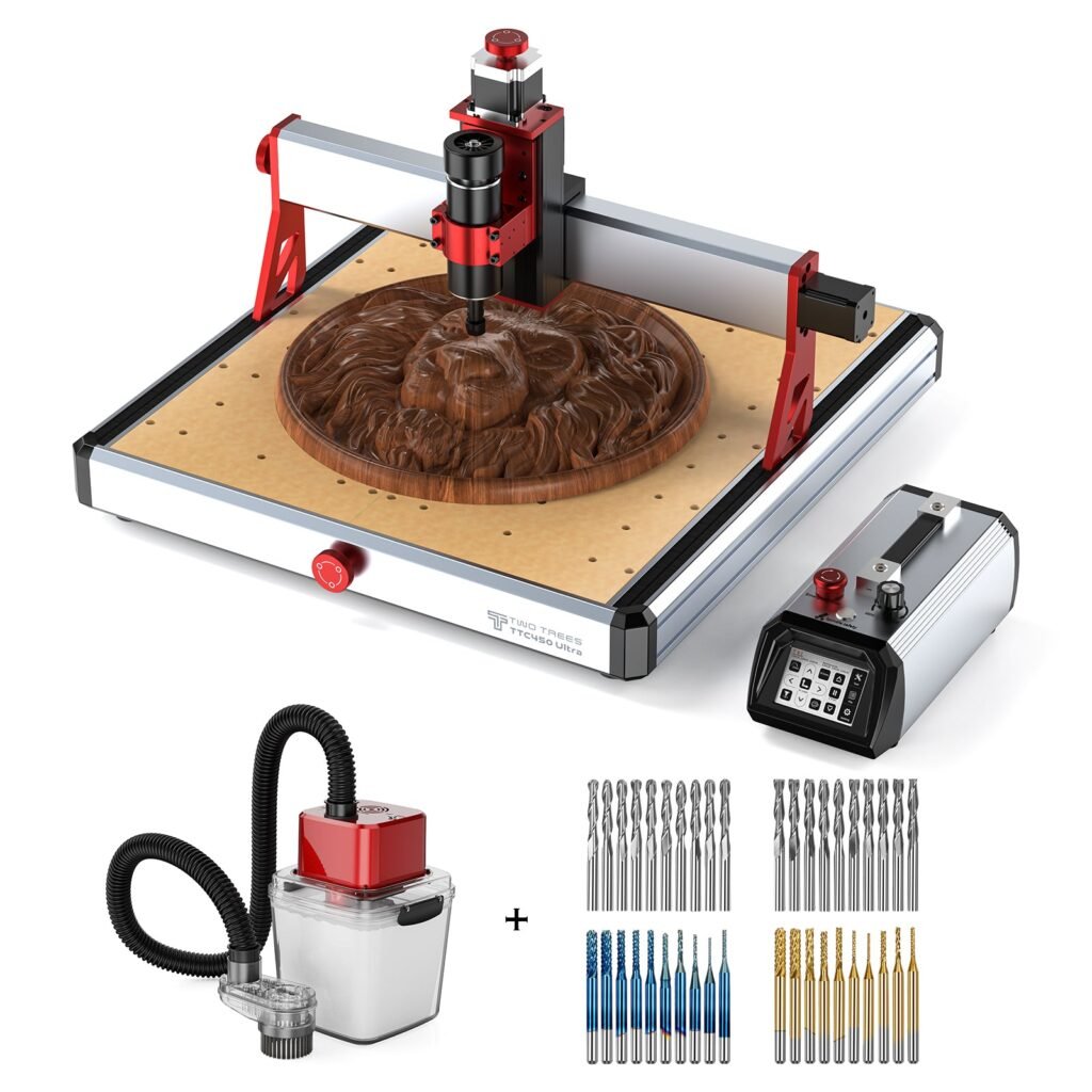 Product image for Twotrees TTC450 Ultra CNC Router Machine - US / Vacuum Cleaner + End Mills / No…