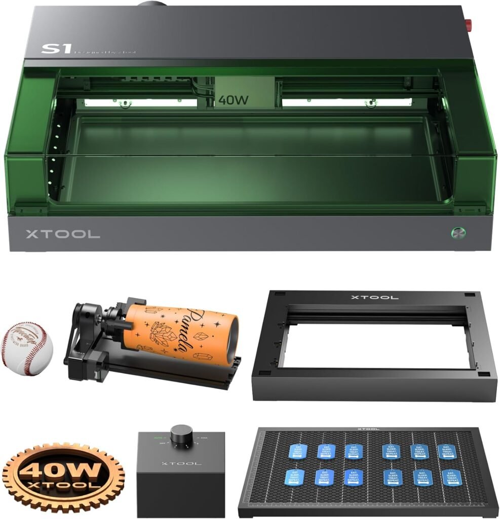 Product image for xTool S1 40W High Power Enclosed Laser Engraver & Cutter Deluxe Bundle | includ…