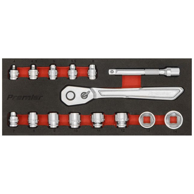 Product image for Sealey AK5783 15 piece 1/4" Drive Low Profile Socket Set - Metric