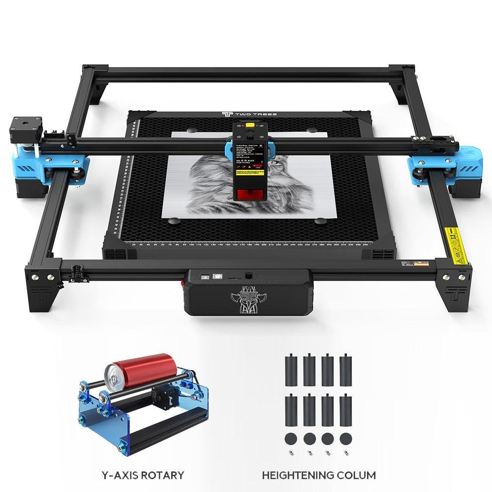Product image for Twotrees TTS-20 Pro 20W Laser Engraver Machine - US / Y-Axis Rotary / Risers