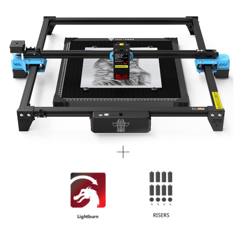 Product image for Twotrees TTS-20 Pro 20W Laser Engraver Machine - EU / Lightburn / Risers