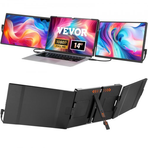Product image for VEVOR Portable Laptop Screen Extender, 14" FHD 1080P IPS Triple Extended Monito…