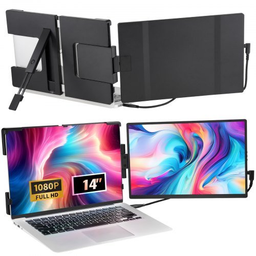 Product image for VEVOR Portable Laptop Screen Extender, 14" FHD 1080P IPS Dual Extended Monitor …