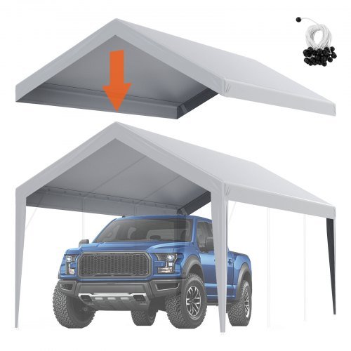 Product image for VEVOR Carport Replacement Canopy Cover 10 x 20 ft, Garage Top Tent Shelter Tarp…