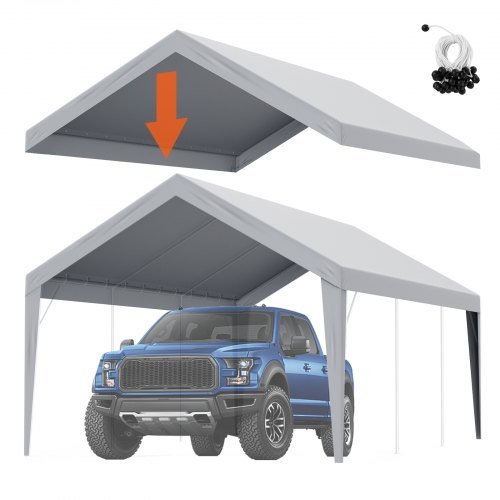 Product image for VEVOR Carport Replacement Canopy Cover 12 x 20 ft, Garage Top Tent Shelter Tarp…