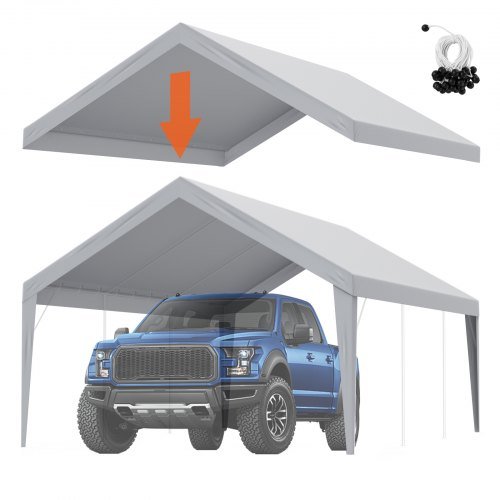 Product image for VEVOR Carport Replacement Canopy Cover 13 x 20 ft, Garage Top Tent Shelter Tarp…