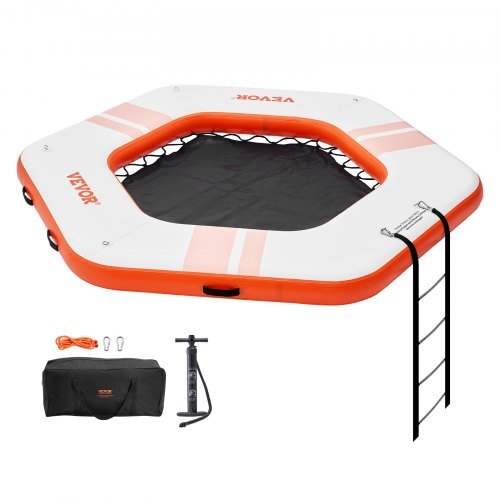 Product image for VEVOR Inflatable Floating Dock, ø8.5FT Inflatable Dock Platform with ø5FT Tramp…