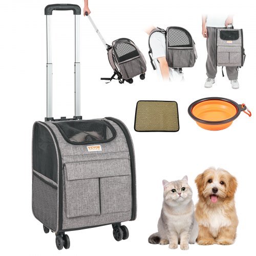 Product image for VEVOR Rolling Pet Carrier Backpack with Removable Wheels for Under 18LBS, Large…