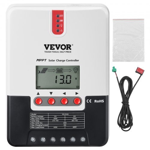 Product image for VEVOR 20A MPPT Solar Charge Controller, 12V / 24V Auto DC Input, Solar Panel Re…