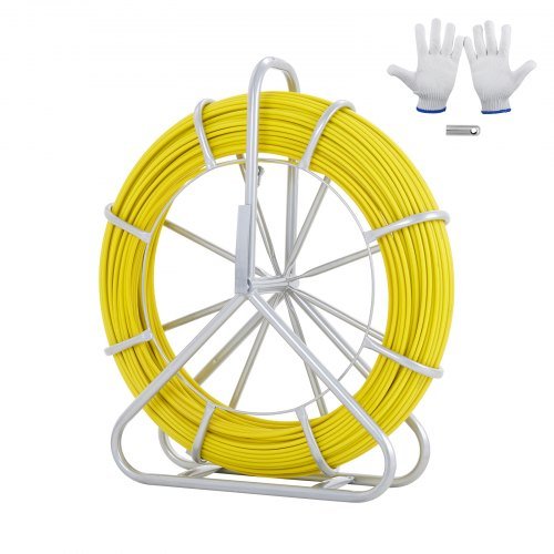 Product image for VEVOR Fish Tape Fiberglass, 425 ft, 1/4 inch, Duct Rodder Fishtape Wire Puller,…