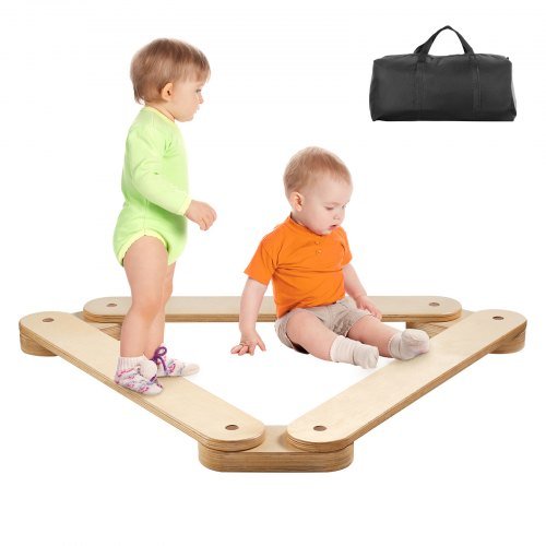 Product image for VEVOR Balance Beam Stepping Stones, 3 PCS Wooden Toddler Balance Boards, Montes…