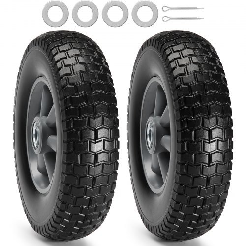 Product image for VEVOR Solid PU Run-Flat Tire Wheel, 10", 2-Pack, 180 lbs Dynamic Load, 220 lbs …