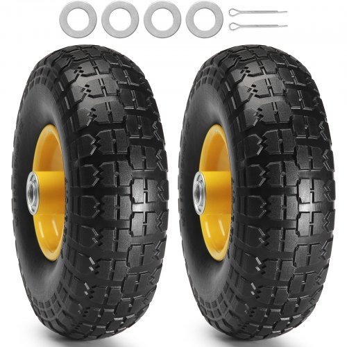 Product image for VEVOR Solid PU Run-Flat Tire Wheel, 10", 2-Pack, 400 lbs Dynamic Load, 450 lbs …