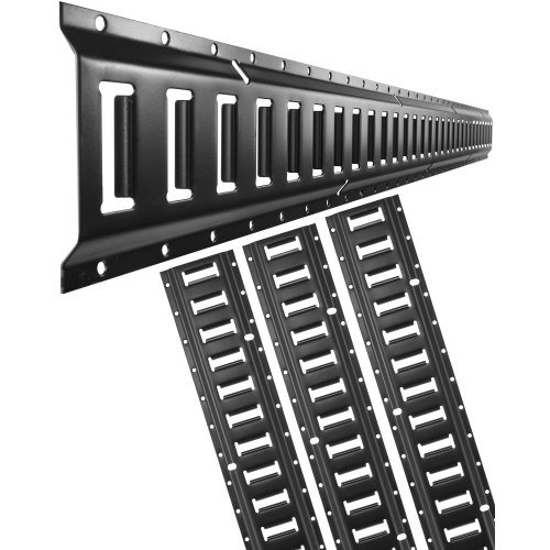 Product image for VEVOR E Track Tie Down Rail Kit, 5' Steel Rails, 4 Pack, Secure Cargo & Heavy L…