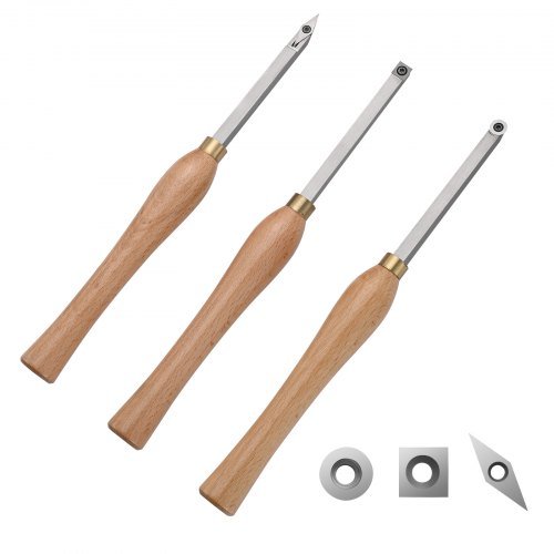 Product image for VEVOR Wood Lathe Chisel Set, 3 PCS Woodworking Turning Tools, Includes Square, …