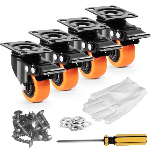 Product image for VEVOR Caster Wheels, 2-inch Swivel Plate Casters, Set of 4, with Security Dual …