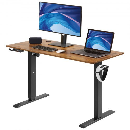 Product image for VEVOR Height Adjustable Desk, 55.1 x 23.6 in, 3-Key Modes Electric Standing Des…