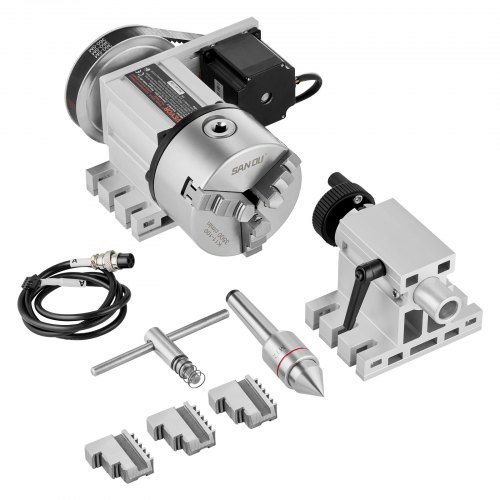 Product image for VEVOR Dividing Head, K11-100mm 3-Jaw Chuck, CNC Router Milling Machine Rotation…