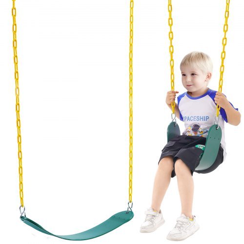 Product image for VEVOR 2-Pack Swing Seats, with 66 Inch Coated Chains and Snap Hooks, Support 30…