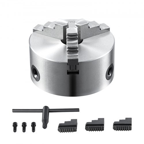 Product image for VEVOR 3-Jaw Lathe Chuck, 6'', Self-Centering Lathe Chuck, 0.14- 6.3 in/3.5-160 …
