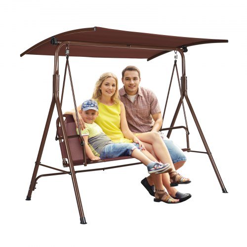 Product image for VEVOR 3-Person Patio Swing Chair, Outdoor Patio Swing with Adjustable Canopy, P…