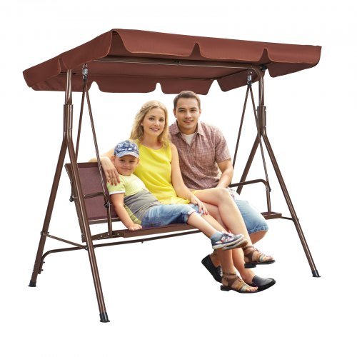 Product image for VEVOR 3-Seat Patio Swing Chair, Outdoor Patio Swing with Adjustable Canopy, Por…