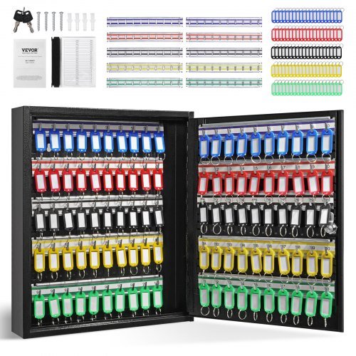 Product image for VEVOR 100-Key Cabinet, Key Lock Box with Adjustable Racks, Security Key Storage…