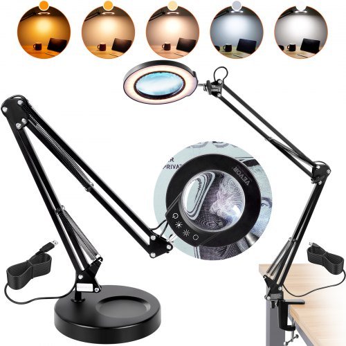 Product image for VEVOR Magnifying Glass with Light and Stand, 5X Magnifying Lamp, 4.3" Glass Len…