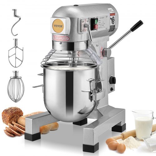 Product image for VEVOR Commercial Food Mixer, 10L Commercial Stand Mixer with 3 Adjustable Speed…
