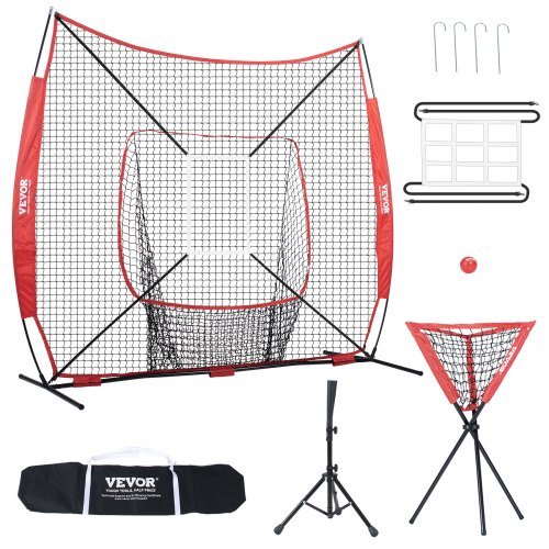 Product image for VEVOR 7x7 ft Baseball Softball Practice Net, Portable Baseball Training Net for…