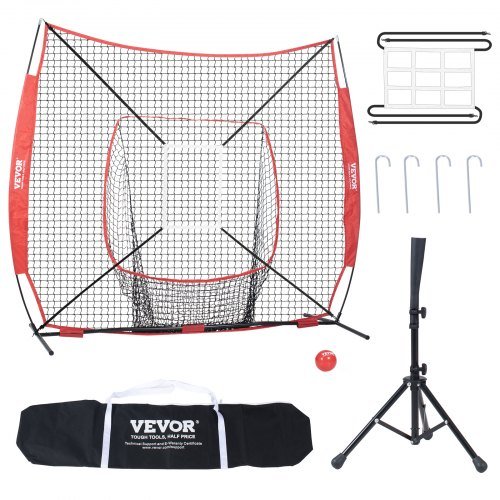 Product image for VEVOR 7x7 ft Baseball Softball Practice Net, Portable Baseball Training Net for…