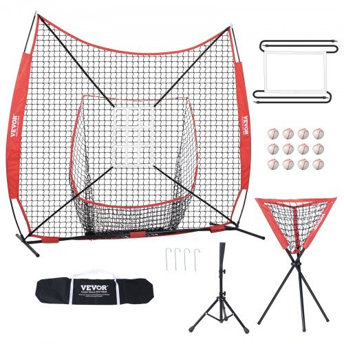 Product image for VEVOR 7x7 ft Baseball Softball Practice Net, Portable Baseball Training Net for…