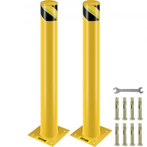 Product image for VEVOR Safety Bollard, 36 Inch Height Bollard Post, 4.5 Inch Diameter Steel Pipe…