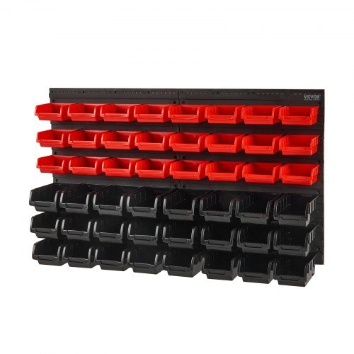 Product image for VEVOR Wall Mounted Storage Bins, 48-Bin Parts Rack Organizer Garage Plastic Sho…