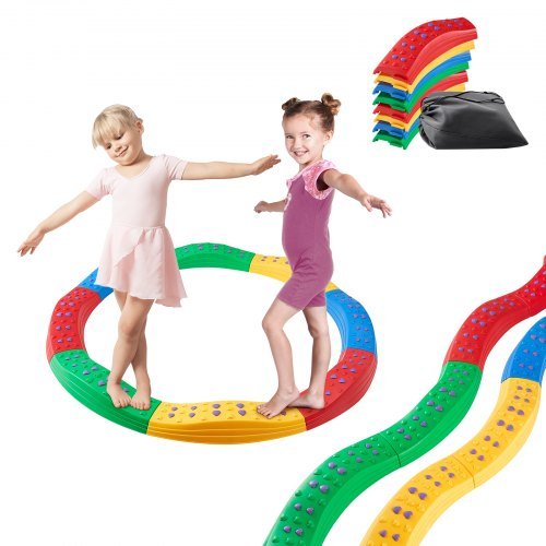 Product image for VEVOR Balance Beam Stepping Stones, 8 PCS Toddler Balance Boards Non-Slip Textu…