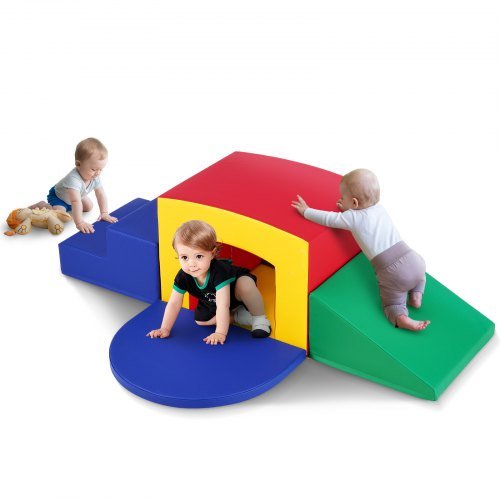 Product image for VEVOR Toddler Climbing Toys Indoor, 5 Piece Climb, Crawl and Tunnel Soft Play E…
