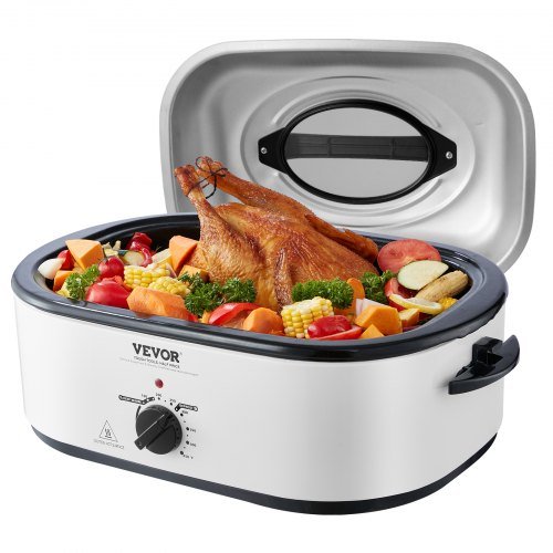 Product image for VEVOR Electric Roaster Oven, 22 QT Turkey Roaster Oven with Self-Basting Lid, 1…