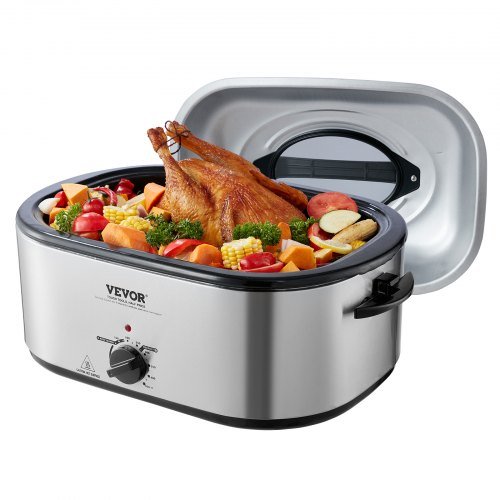 Product image for VEVOR Electric Roaster Oven, 24 QT Turkey Roaster Oven with Self-Basting Lid, 1…